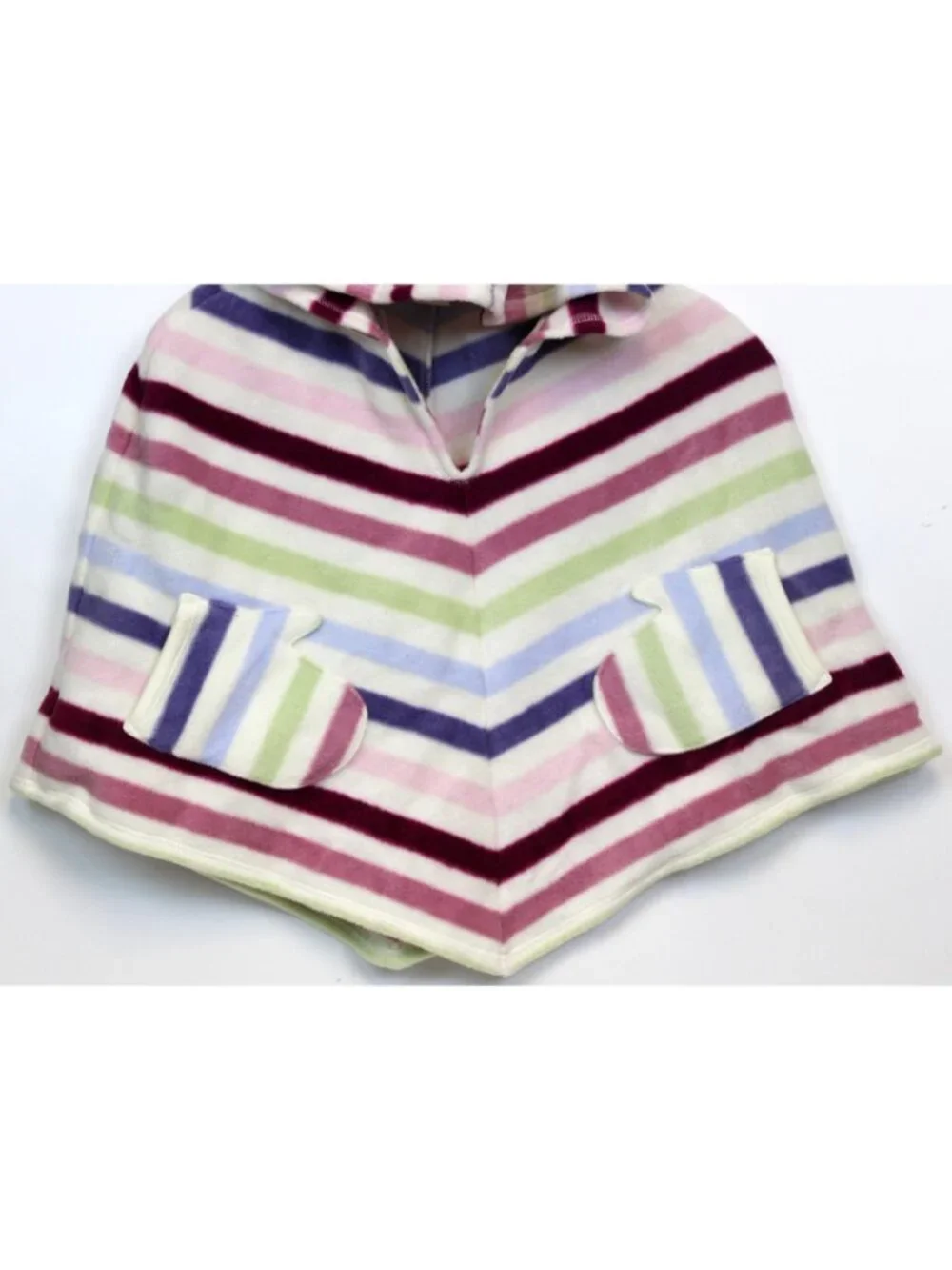 2005 Gymboree Winter Princess Striped Fleece Poncho Hooded Pockets sz Lg 10/12